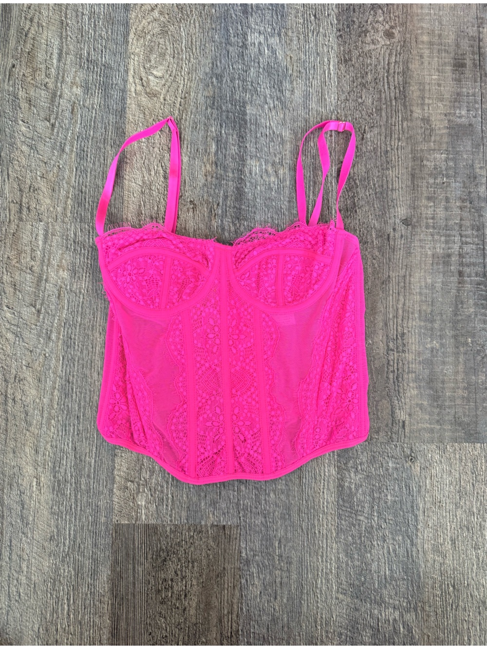 SHEIN Neon Pink Lace Bustier Top